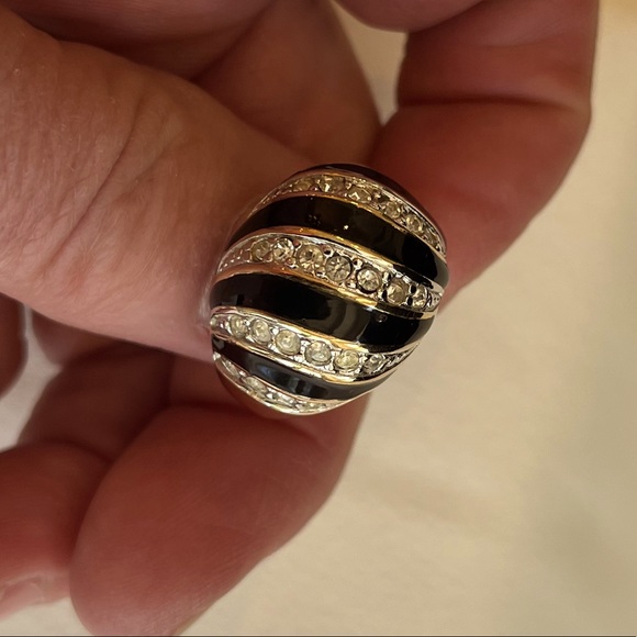 Onyx and CZ Stone Cocktail Ring - Picture 12 of 16